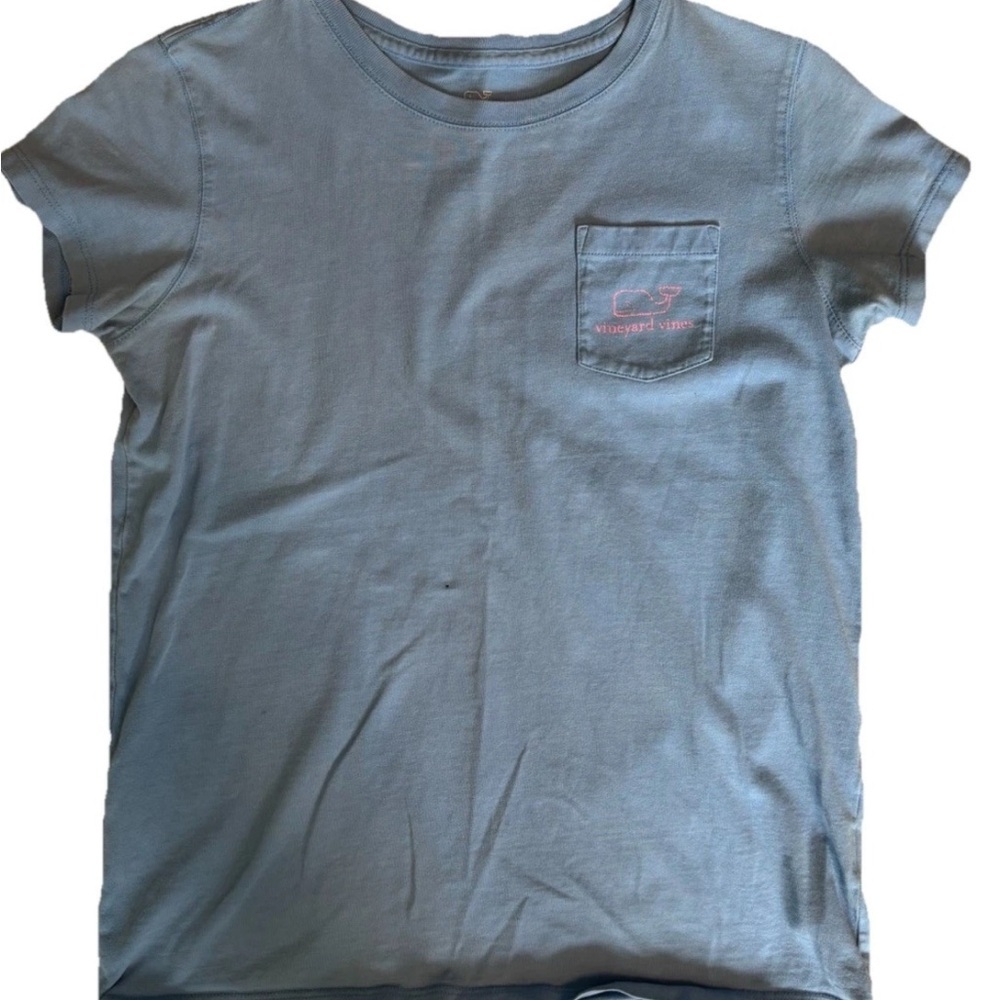 Vineyard Vines Kids Light Blue Tee with Pink Logo